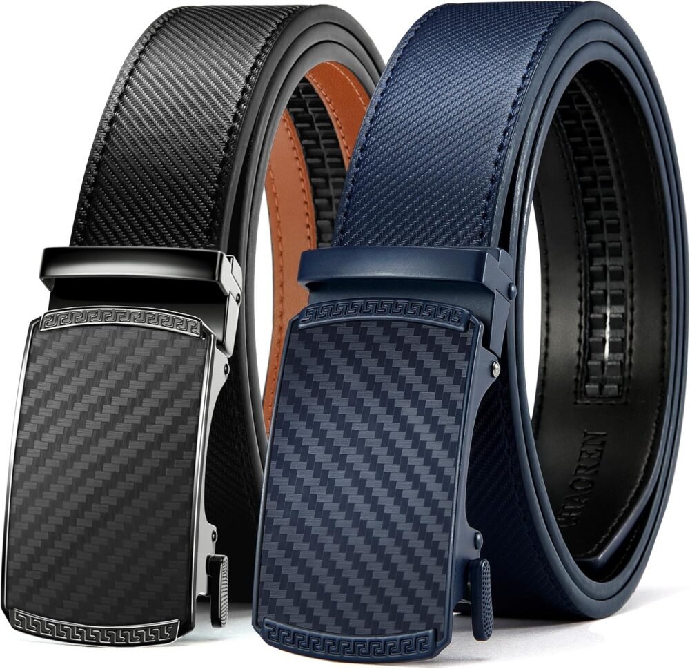 CHAOREN Leather Ratchet Belt Men 2 Pack - Customizable Fit, Effortless Style (35mm)